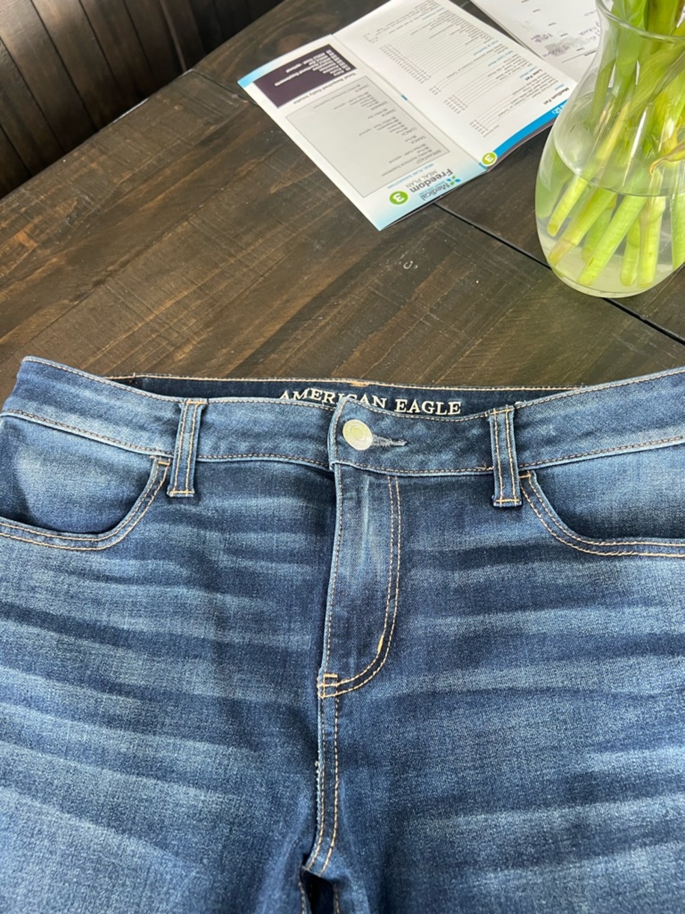 Classic Dark Wash Straight Leg Jeans-American Eagle Women’s size 14 - Picture 5 of 9